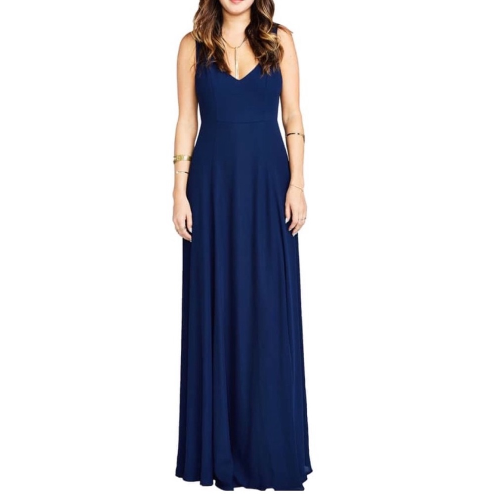 Show Me Your Mumu Jenn Maxi Crisp Navy Dress